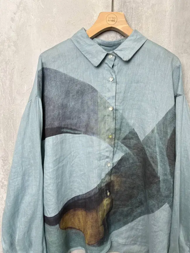 Льняная рубашка 8519 фото 12