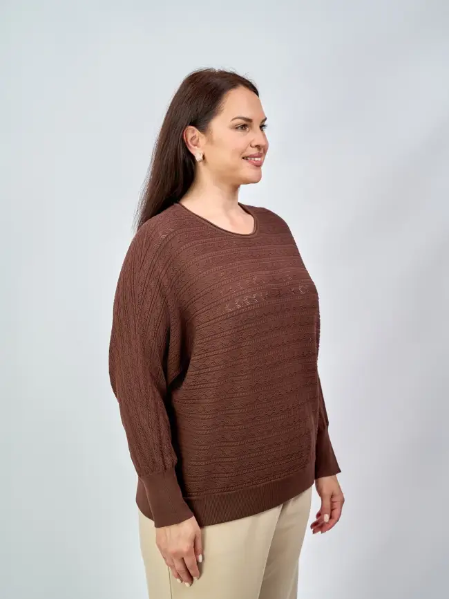 Джемпер "Ажурная вязка"ЭттоПлюс 6767 Размер 54-60 фото 26