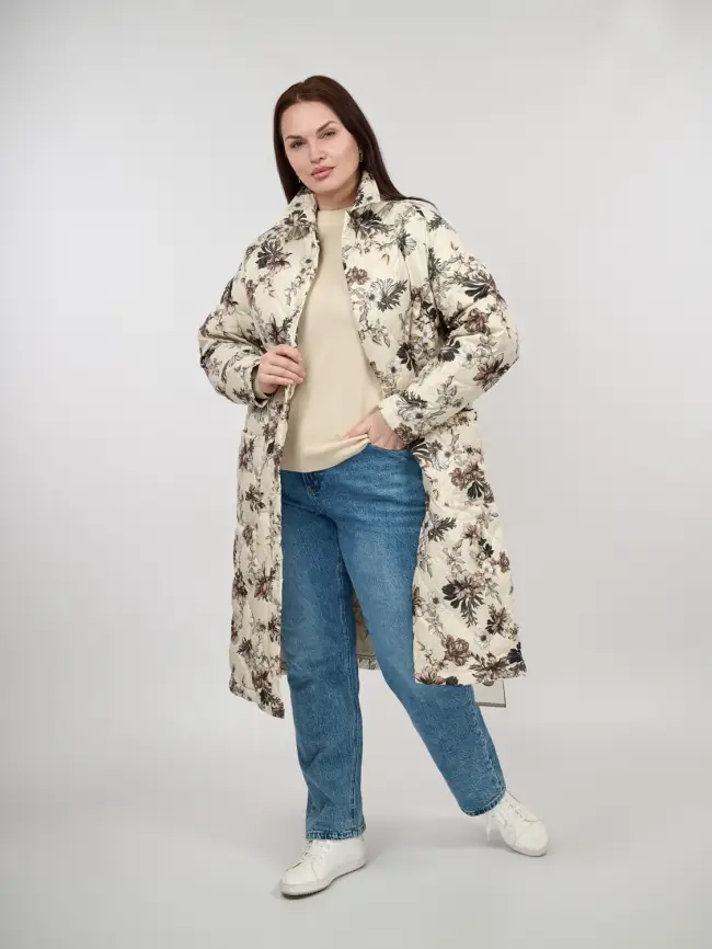 Пуховое пальто 51010 Размер 48-56 фото 4