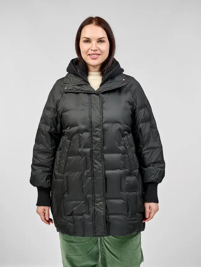 Пальто с вязаным капюшоном №2 8893 Размер 50-56 фото 1