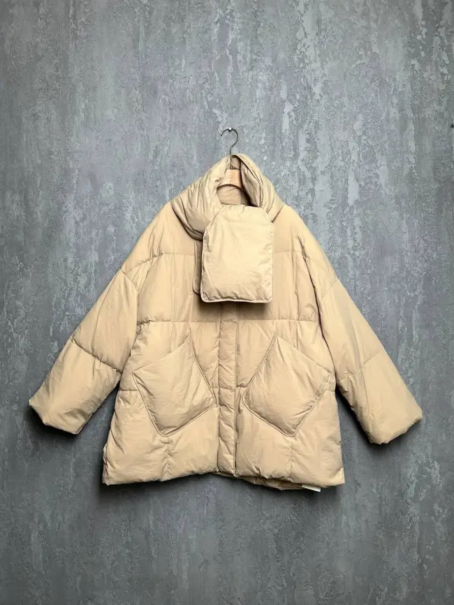 Пуховик женский с шарфом 8358 Размер 50-58 фото 97