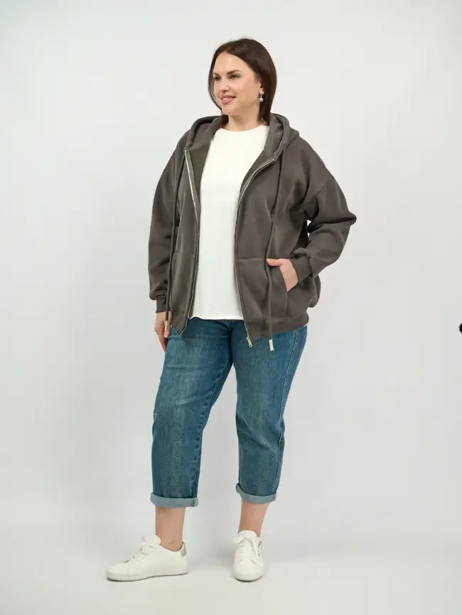 Худи зип утепленное оверсайз 506 Размер 50-58 фото 141