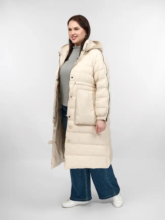 Пуховое пальто 23095 Размер 48-54 фото 26