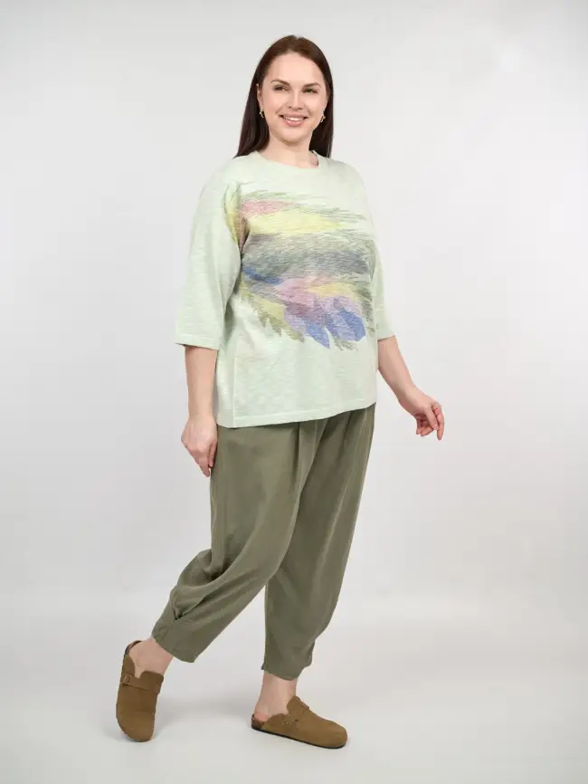 Джемпер облегченный с принтом 1006 Размер 50-58 фото 18