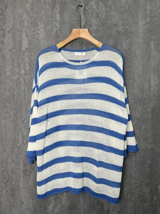 Джемпер облегченный в полоску ЭттоПлюс 25107 Размер 54-58 фото 10