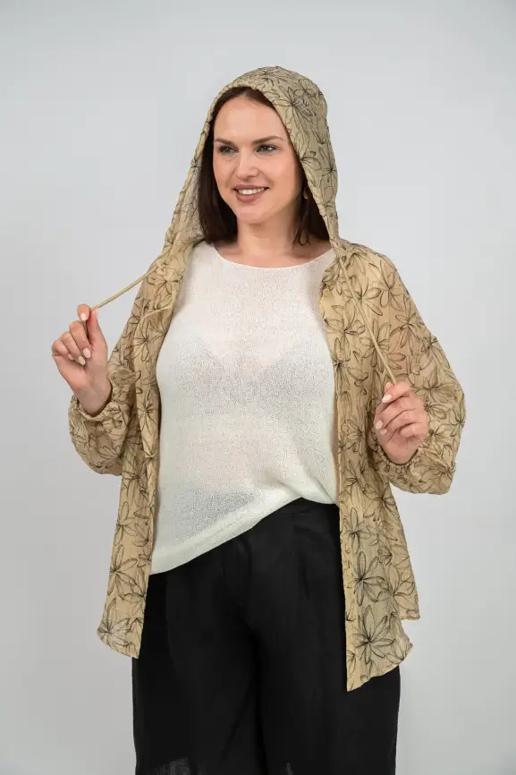 Ветровка-пыльник в цветок 9176 Размер 50-58 фото 27