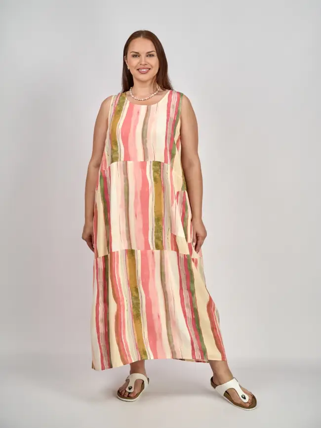 Сарафан в полоску ЭттоПлюс 0026-1 размеры 50- 62 фото 1