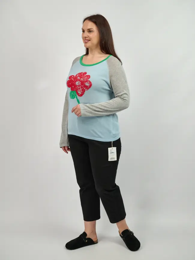 Джемпер с цветком 22917 размер 50- 58 фото 9
