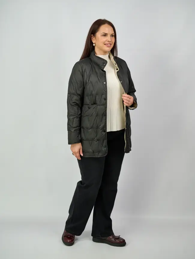 Удлинённая пуховая куртка 90312 Размеры 46-52 фото 23
