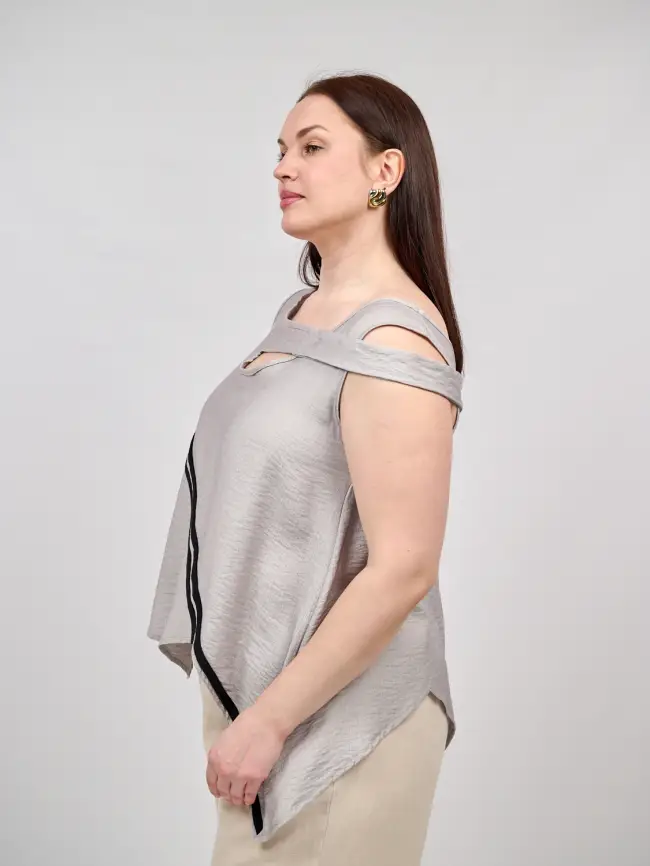 Блуза 01170 Размер 54-58(серый) фото 2