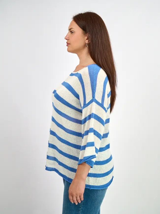 Джемпер облегченный в полоску ЭттоПлюс 25107 Размер 54-58 фото 7