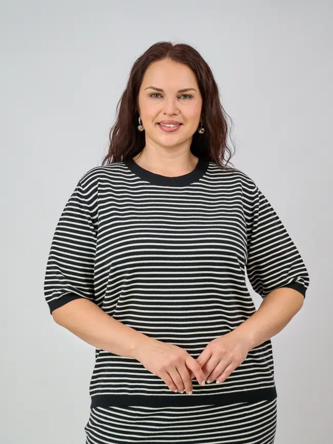 Джемпер в полоску ЭттоПлюс 25412 Размер 50-58 фото 15