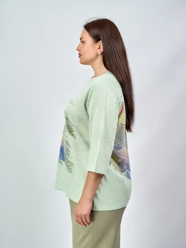 Джемпер облегченный с принтом 1006 Размер 50-58 фото 20