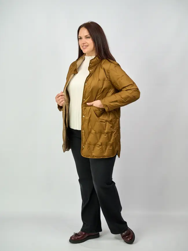 Удлинённая пуховая куртка 90312 Размеры 46-52 фото 17