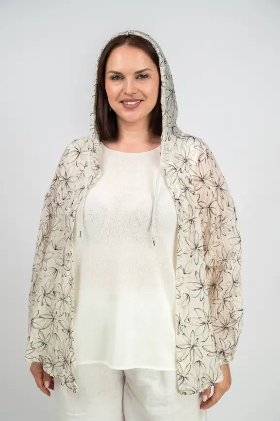 Ветровка-пыльник в цветок 9176 Размер 50-58 фото 15