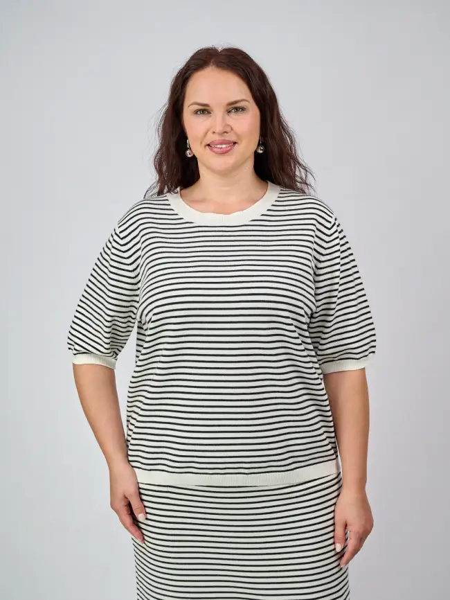 Джемпер в полоску ЭттоПлюс 25412 Размер 50-58 фото 1