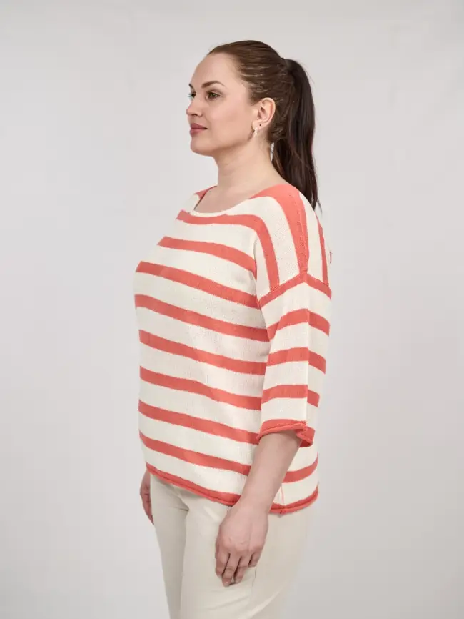 Джемпер облегченный в полоску ЭттоПлюс 25107 Размер 54-58 фото 60