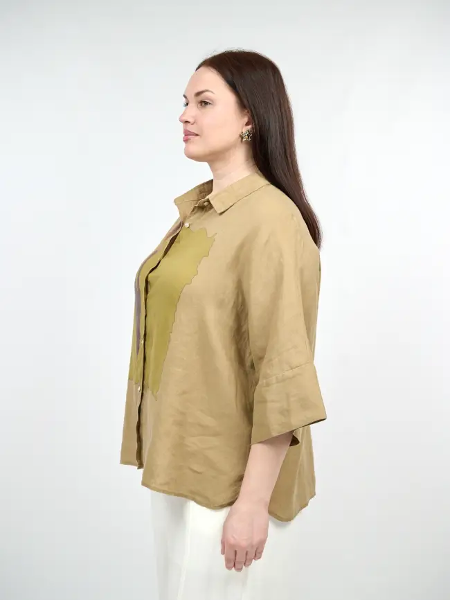 Льняная рубашка с тюльпаном 8342 Размер 50-58 фото 25