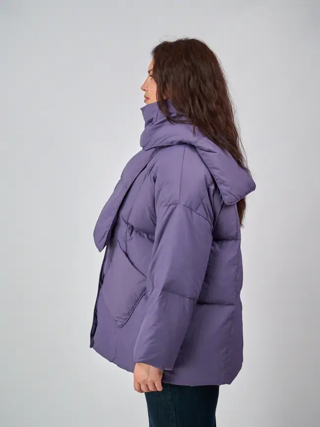 Пуховик женский с шарфом 8358 Размер 50-58 фото 43