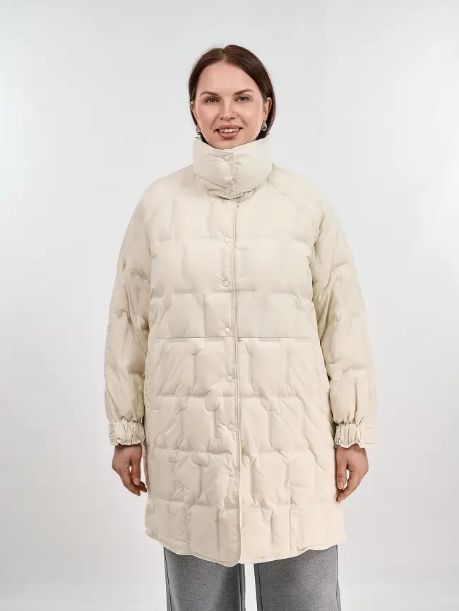 Пуховое пальто 6325 Размер 46-56 фото 2