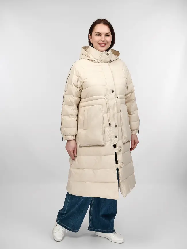 Пуховое пальто 23095 Размер 48-54 фото 19