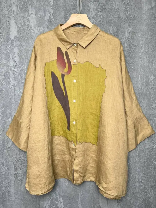 Льняная рубашка с тюльпаном 8342 Размер 50-58 фото 26