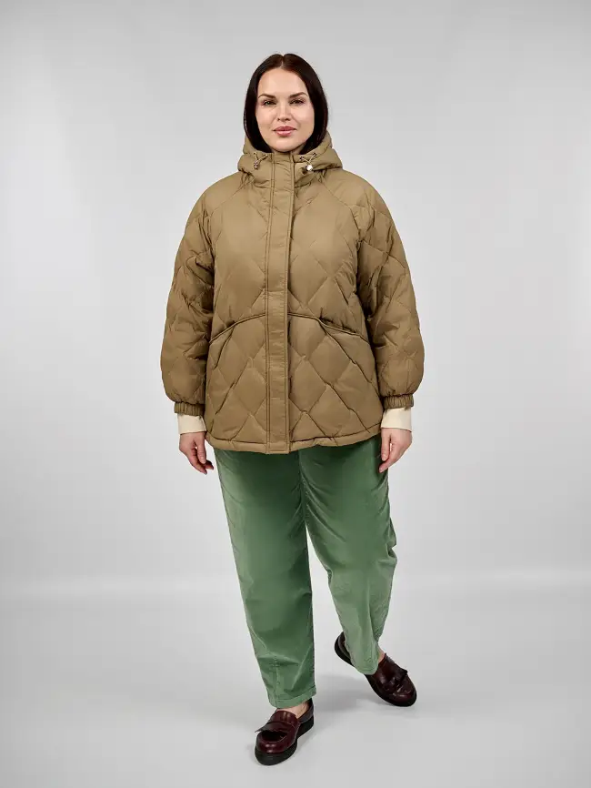 Стеганая куртка с капюшоном 8815 Размер 48-54 фото 36