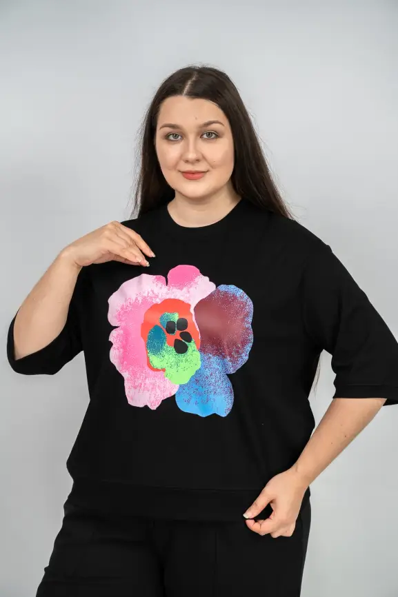 Лонгслив Цветы 25001 ЭттоПлюс Размер 50-58 фото 26