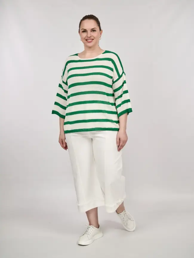 Джемпер облегченный в полоску ЭттоПлюс 25107 Размер 54-58 фото 18