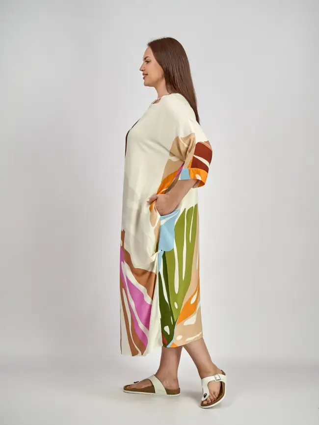 Платье лист Монстеры (молоко) ЭттоПлюс 2321-1 Размер 48-58 фото 7