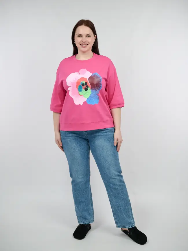 Лонгслив Цветы 25001 ЭттоПлюс Размер 50-58 фото 46