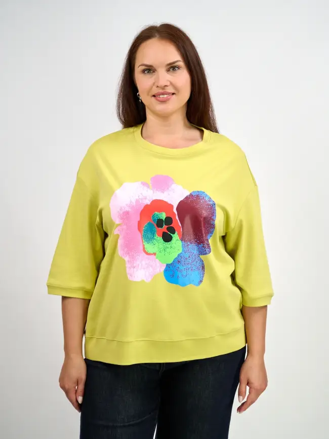 Лонгслив Цветы 25001 ЭттоПлюс Размер 50-58 фото 1