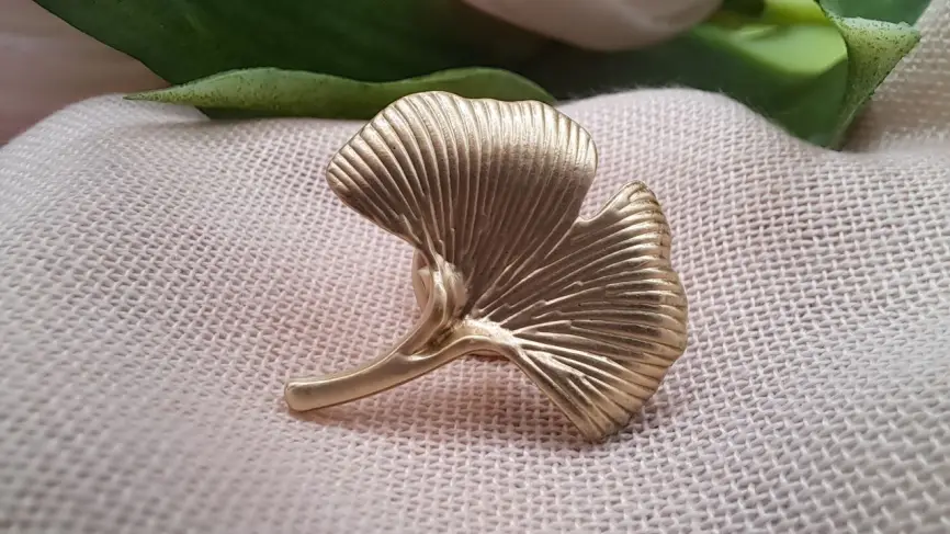 Брошь листок Гинкго Б0016 фото 1