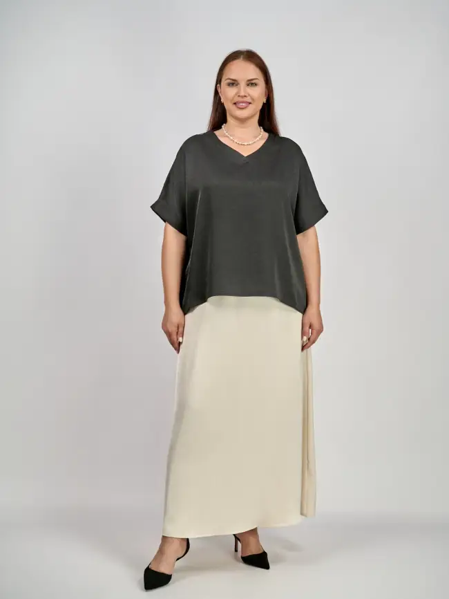 Блуза с v-вырезом ЭттоПлюс 1003 Размеры 50-58 фото 2