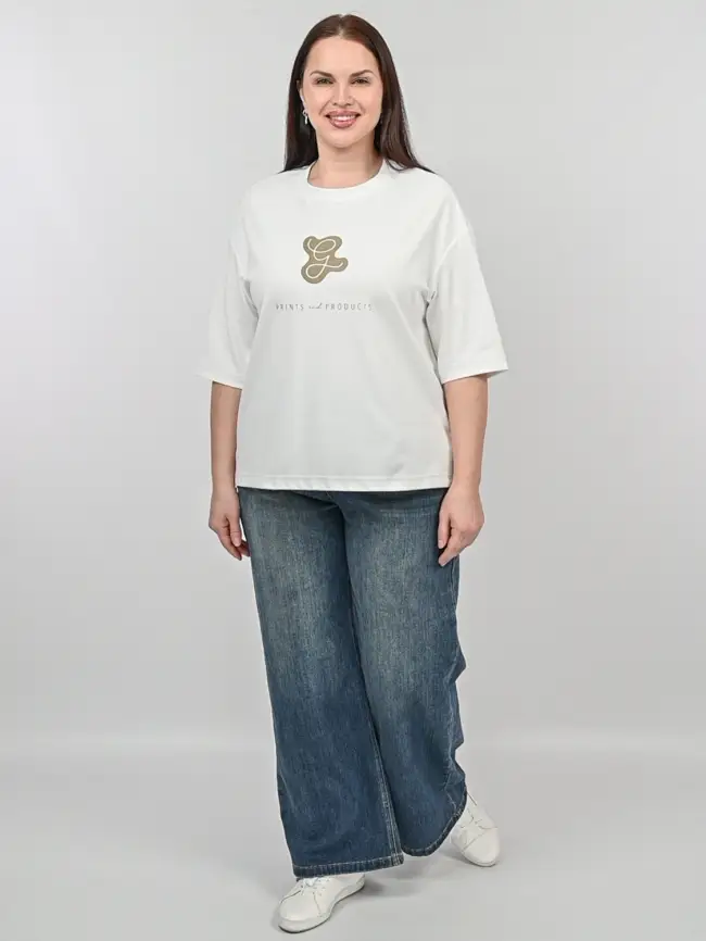 Лонгслив с принтом 95047 Размеры 48-58 фото 3