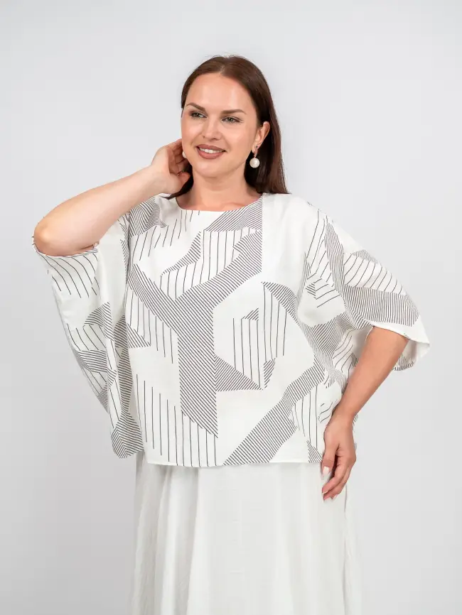 Блуза оверсайз ЭттоПлюс 31599 Размер 48-58 фото 5