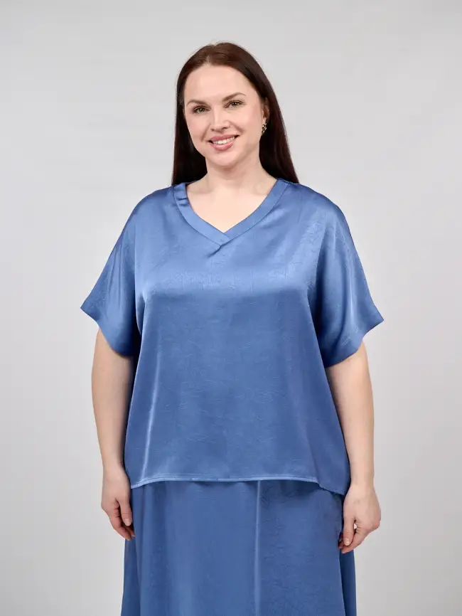 Блуза с v-вырезом ЭттоПлюс 1003 Размеры 50-58 фото 60