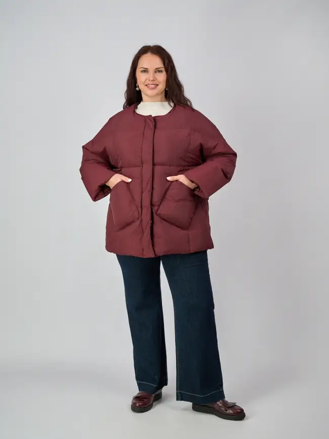 Пуховик женский с шарфом 8358 Размер 50-58 фото 113