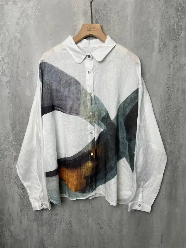 Льняная рубашка 8519 фото 7