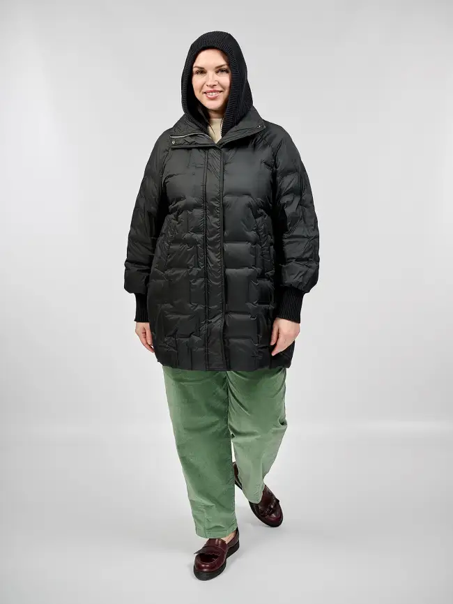 Пальто с вязаным капюшоном №2 8893 Размер 50-56 фото 22