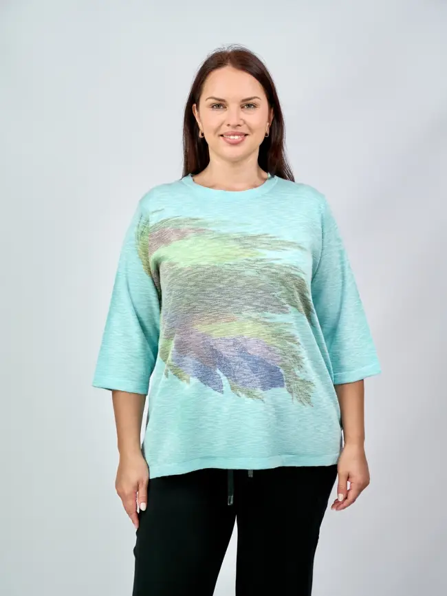 Джемпер облегченный с принтом 1006 Размер 50-58 фото 2