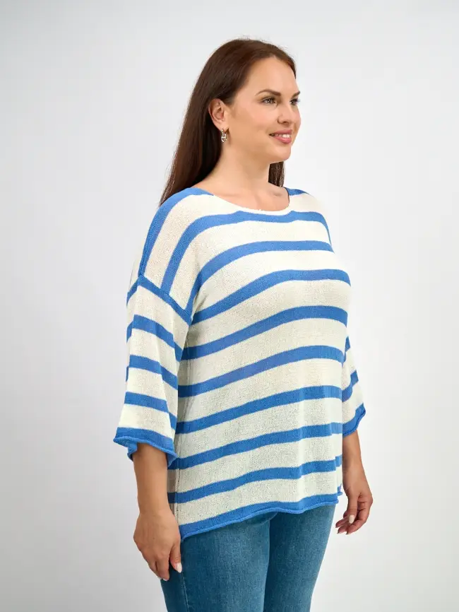 Джемпер облегченный в полоску ЭттоПлюс 25107 Размер 54-58 фото 6