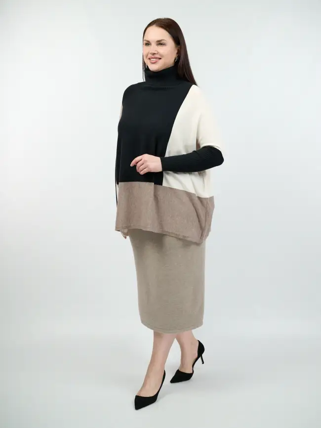 Джемпер три цвета ЭттоПлюс 937 Размер 50-58 фото 18